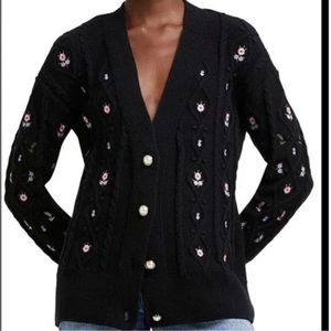 River Island granny floral cardigan sweater with pearl buttons size Large